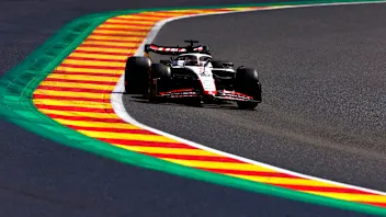SPA, BELGIUM - JULY 29: Kevin Magnussen of Denmark driving the (20) Haas F1 VF-23 Ferrari on track