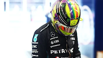 LAS VEGAS, NEVADA - NOVEMBER 18: Eleventh placed qualifier Lewis Hamilton of Great Britain and