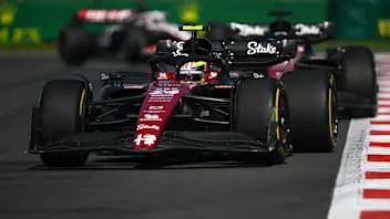 MEXICO CITY, MEXICO - OCTOBER 28: Zhou Guanyu of China driving the (24) Alfa Romeo F1 C43 Ferrari