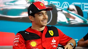 MIAMI, FLORIDA - MAY 04: Charles Leclerc of Monaco and Ferrari attends the Drivers Press Conference