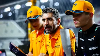 LUSAIL CITY, QATAR - OCTOBER 08: Second placed Oscar Piastri of Australia and McLaren and Third