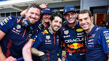 BARCELONA, SPAIN - JUNE 03: Pole position qualifier Max Verstappen of the Netherlands and Oracle