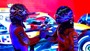 SINGAPORE, SINGAPORE - SEPTEMBER 22: Race winner Lando Norris of Great Britain and McLaren and