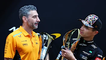 SINGAPORE, SINGAPORE - SEPTEMBER 22: Race winner Lando Norris of Great Britain and McLaren and