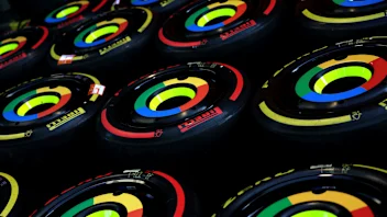 MELBOURNE, AUSTRALIA - MARCH 22: McLaren tyres are seen in the Paddock during practice ahead of the