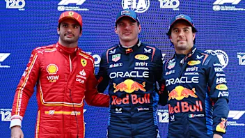 MELBOURNE, AUSTRALIA - MARCH 23: Pole position qualifier Max Verstappen of the Netherlands and
