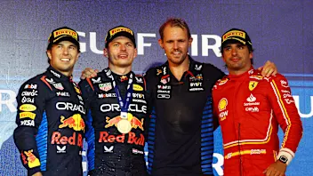 BAHRAIN, BAHRAIN - MARCH 02: Race winner Max Verstappen of the Netherlands and Oracle Red Bull