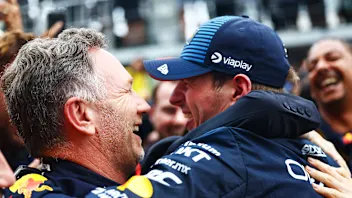 SAO PAULO, BRAZIL - NOVEMBER 03: Race winner Max Verstappen of the Netherlands and Oracle Red Bull