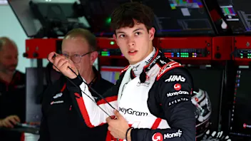 IMOLA, ITALY - MAY 16: Oliver Bearman of Great Britain and Haas F1 has a seat fitting in the garage
