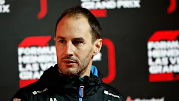 LAS VEGAS, NEVADA - NOVEMBER 21: Oliver Oakes, Team Principal of Alpine F1 looks on in the Paddock
