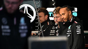 LAS VEGAS, NEVADA - NOVEMBER 20: Lewis Hamilton of Great Britain and Mercedes looks on in the