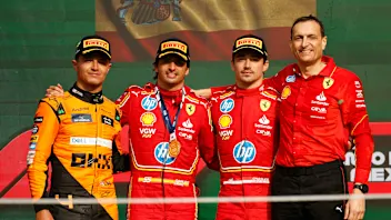 MEXICO CITY, MEXICO - OCTOBER 27: Race winner Carlos Sainz of Spain and Ferrari, Second placed