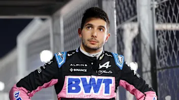 LUSAIL CITY, QATAR - DECEMBER 01: Esteban Ocon of France and Alpine F1 looks on after crashing and