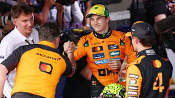 MELBOURNE, AUSTRALIA - MARCH 15: Zak Brown, Chief Executive Officer of McLaren congratulates Second