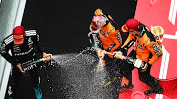 SHANGHAI, CHINA - MARCH 23: Third placed George Russell of Great Britain and Mercedes AMG Petronas