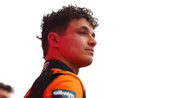 SUZUKA, JAPAN - APRIL 06: Second placed Lando Norris of Great Britain and McLaren on the podium