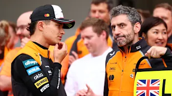 SUZUKA, JAPAN - APRIL 06: Second placed Lando Norris of Great Britain and McLaren and Andrea