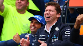 BAKU, AZERBAIJAN - SEPTEMBER 21: Third placed Carlos Sainz of Spain and Williams James Vowles, Team