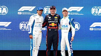 BAKU, AZERBAIJAN - SEPTEMBER 20: Pole position qualifier Max Verstappen of the Netherlands and
