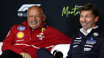 MONTREAL, QUEBEC - JUNE 13: Frederic Vasseur, Team Principal of Scuderia Ferrari and James Vowles,