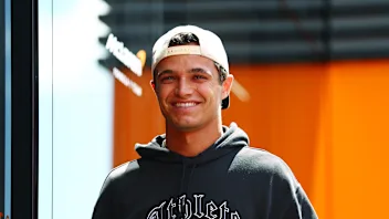 BUDAPEST, HUNGARY - JULY 31: Lando Norris of Great Britain and McLaren arrives in the Paddock