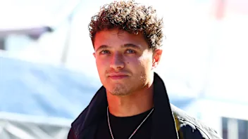 MONZA, ITALY - SEPTEMBER 04: Lando Norris of Great Britain and McLaren arrives in the Paddock