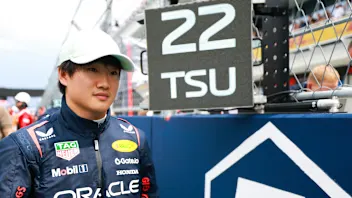 MIAMI, FLORIDA - MAY 04: Yuki Tsunoda of Japan and Oracle Red Bull Racing looks on on the grid