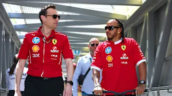 MONTE-CARLO, MONACO - MAY 22: Lewis Hamilton of Great Britain and Scuderia Ferrari talks with