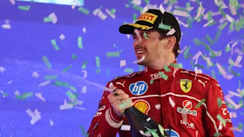 JEDDAH, SAUDI ARABIA - APRIL 20: Third placed Charles Leclerc of Monaco and Scuderia Ferrari