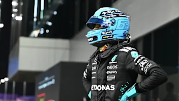 JEDDAH, SAUDI ARABIA - APRIL 19: Third placed qualifier George Russell of Great Britain and