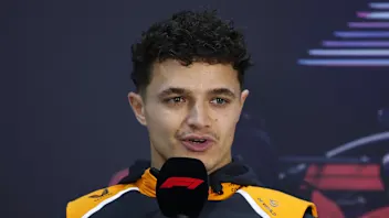 BAHRAIN, BAHRAIN - FEBRUARY 27: Lando Norris of Great Britain and McLaren is interviewed in the