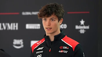 SHANGHAI, CHINA - MARCH 12: Oliver Bearman of Great Britain and Haas F1 talks to the media during