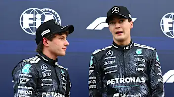 SUZUKA, JAPAN - MARCH 28: Pole position qualifier Andrea Kimi Antonelli of Italy and Mercedes AMG