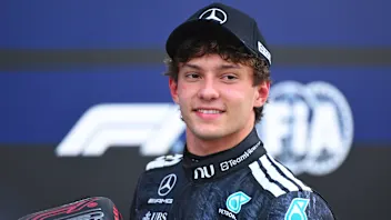 SUZUKA, JAPAN - MARCH 28: Pole position qualifier Andrea Kimi Antonelli of Italy and Mercedes AMG