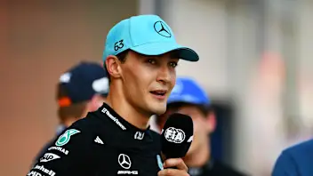 SPIELBERG, AUSTRIA - JUNE 28: Race winner George Russell of Great Britain and Mercedes AMG Petronas