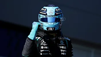 SPIELBERG, AUSTRIA - JUNE 27: Pole position qualifier George Russell of Great Britain and Mercedes