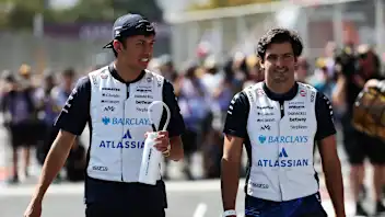 BAKU, AZERBAIJAN - SEPTEMBER 26: Alexander Albon of Thailand and Williams and Carlos Sainz of Spain