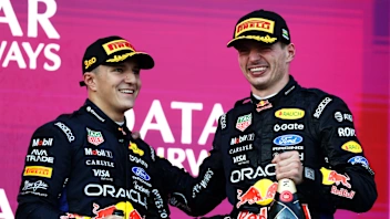 BAKU, AZERBAIJAN - SEPTEMBER 26: Second placed Max Verstappen of the Netherlands and Oracle Red