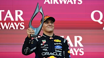 BAKU, AZERBAIJAN - SEPTEMBER 26: Third placed Isack Hadjar of France and Oracle Red Bull Racing