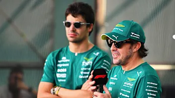 BAKU, AZERBAIJAN - SEPTEMBER 24: Fernando Alonso of Spain and Aston Martin F1 Team and Lance Stroll