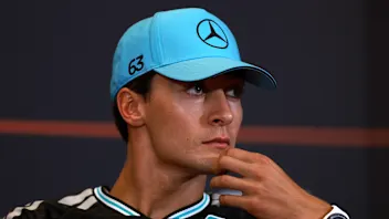 BAKU, AZERBAIJAN - SEPTEMBER 23: George Russell of Great Britain and Mercedes AMG Petronas F1 Team