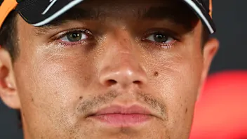 BAKU, AZERBAIJAN - SEPTEMBER 23: Lando Norris of Great Britain and McLaren talks to the media