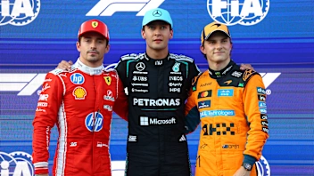 BAKU, AZERBAIJAN - SEPTEMBER 25: Pole position qualifier George Russell of Great Britain and