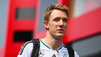 BARCELONA, SPAIN - JUNE 11: Frederik Vesti of Denmark and Mercedes AMG Petronas F1 Team arrives in