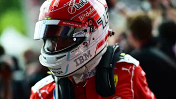 SPA, BELGIUM - JULY 19: Second placed Charles Leclerc of Monaco and Scuderia Ferrari arrives in