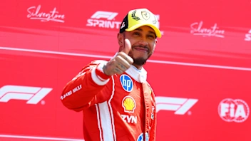 NORTHAMPTON, ENGLAND - JULY 04: Second placed Lewis Hamilton of Great Britain and Scuderia Ferrari