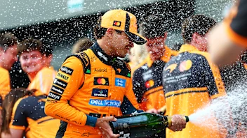 BUDAPEST, HUNGARY - JULY 26: Race winner Lando Norris of Great Britain and McLaren celebrates with