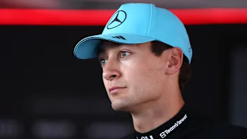 BUDAPEST, HUNGARY - JULY 25: Seventh placed qualifier George Russell of Great Britain and Mercedes