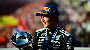 MONZA, ITALY - SEPTEMBER 06: Race winner Andrea Kimi Antonelli of Italy and Mercedes AMG Petronas