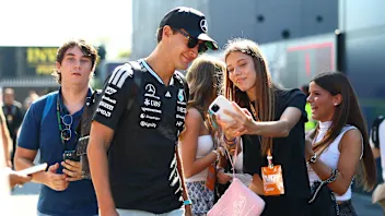 MONZA, ITALY - SEPTEMBER 04: George Russell of Great Britain and Mercedes AMG Petronas F1 Team